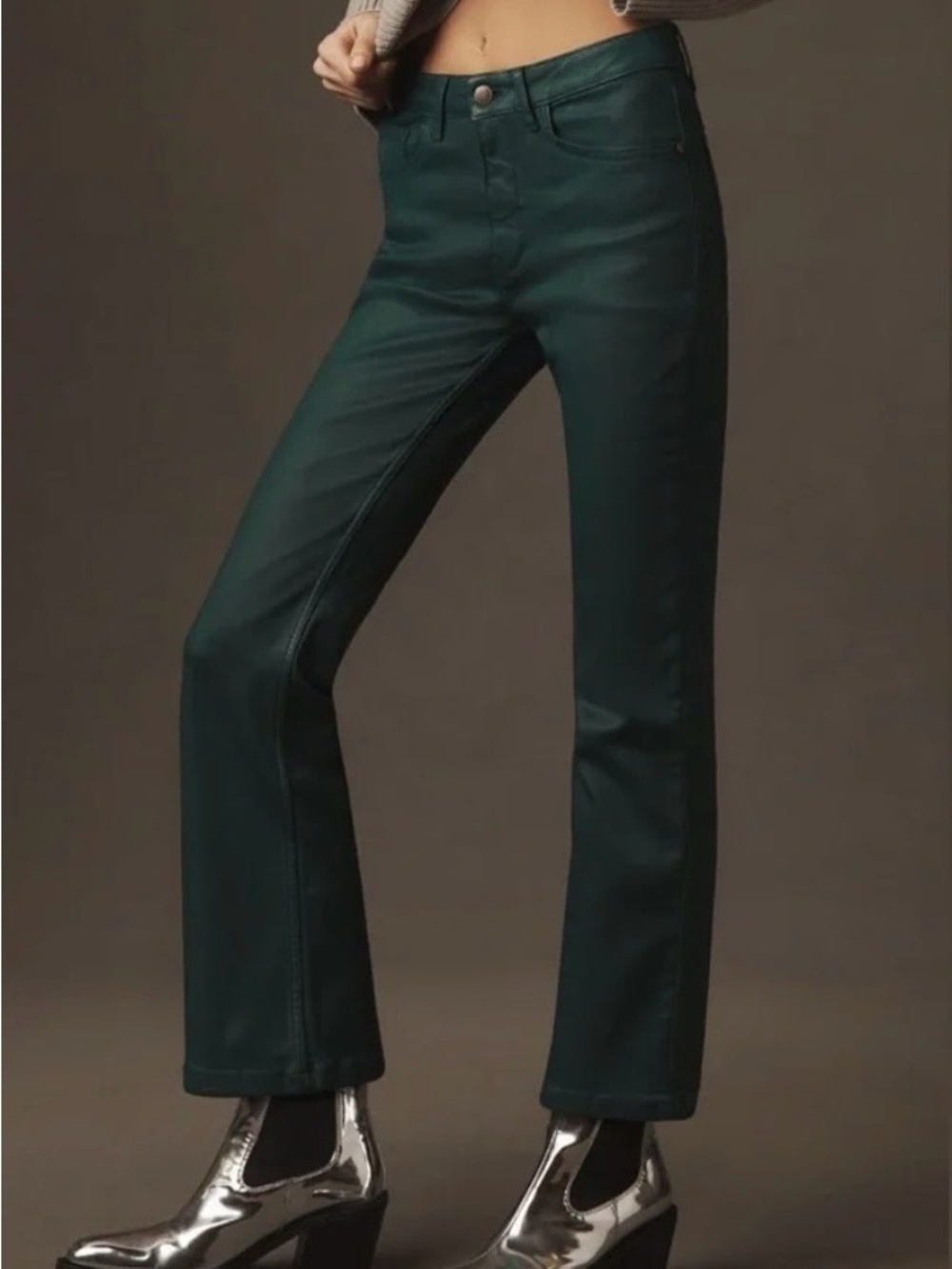 Anthropologie Pilcro Yaya Coated Mid-Rise Crop Flare Jeans